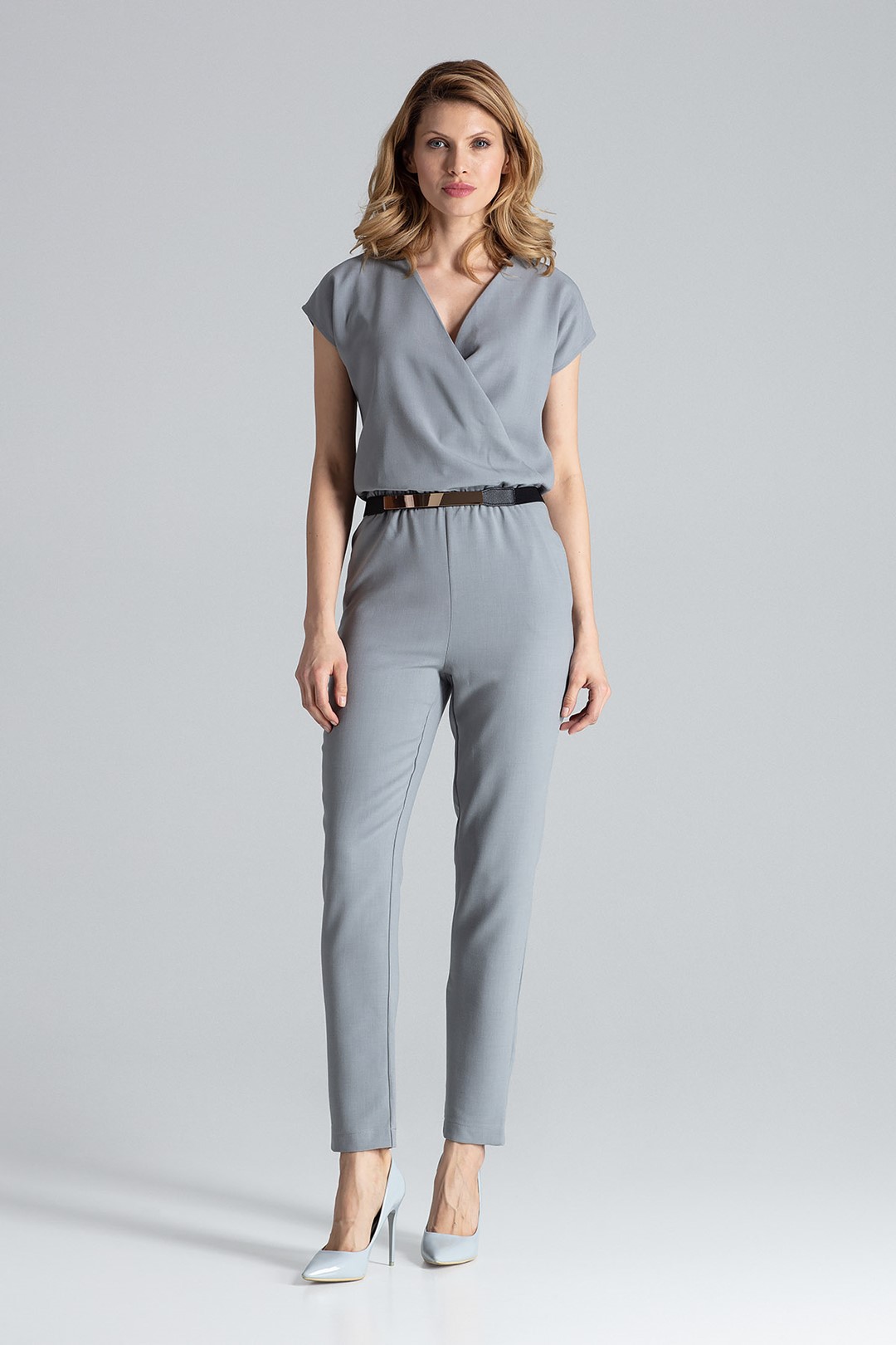 Overal s obálkovým výstřihem M397 Grey (Velikost L)