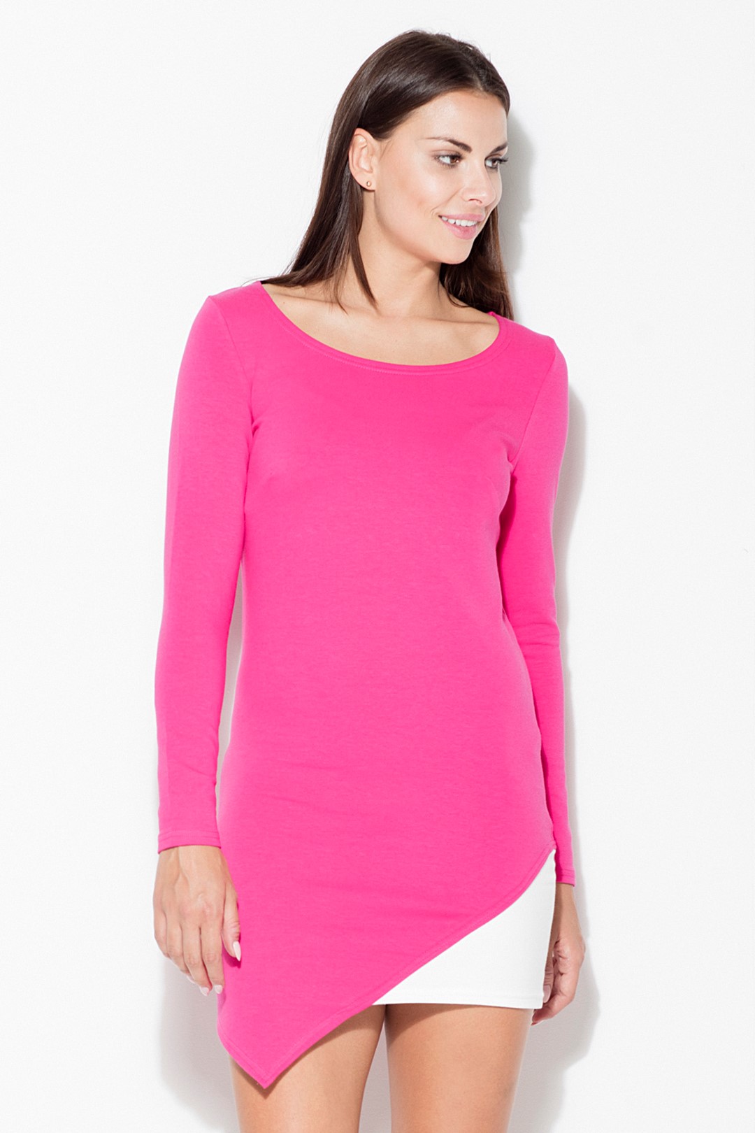 ELEGANTNÍ ELASTICKÉ ŠATY K284 FUCHSIA Velikost: XL