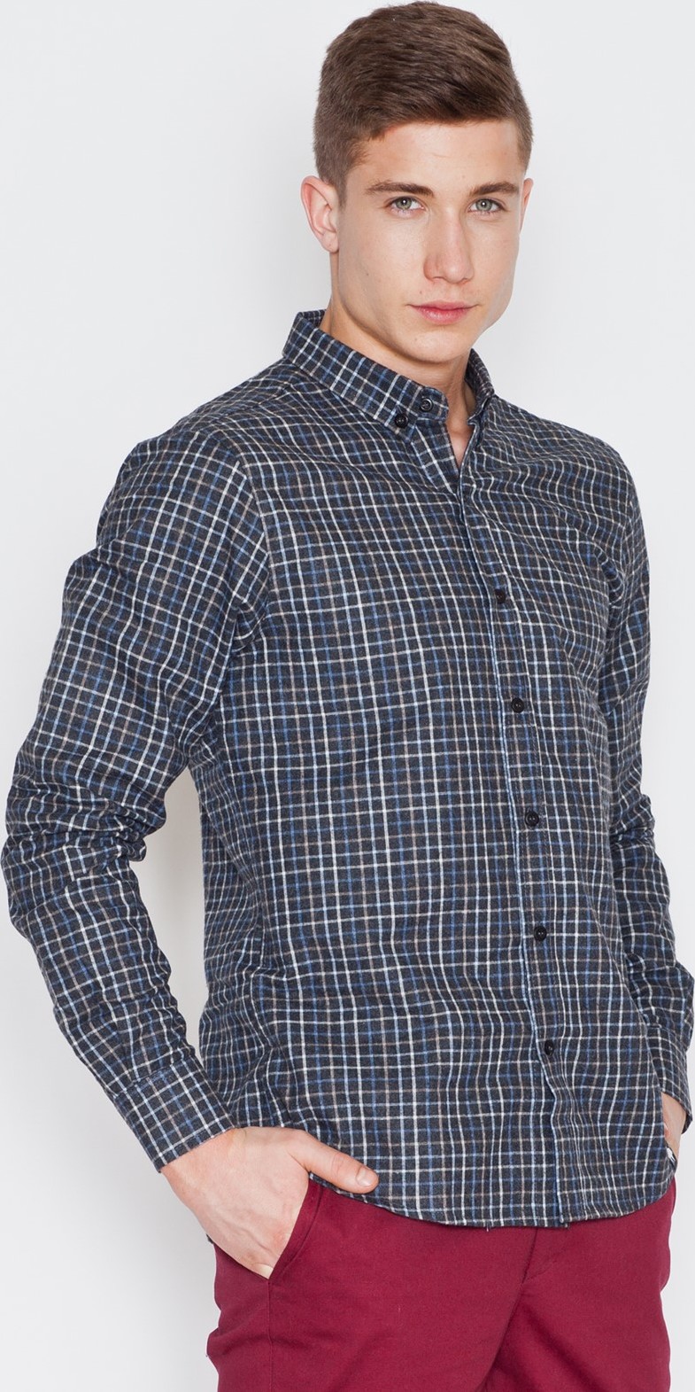 ŠEDÁ MŘÍŽKOVANÁ KOŠILE V010 GREY CHECK Velikost: 2XL