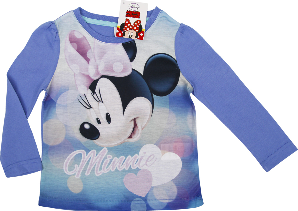 Minnie Mouse modré dívčí tričko s dlouhým rukávem