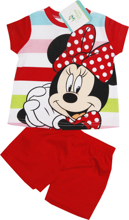 Minnie dívčí červený letní set tričko + kraťasy (Velikost 67)