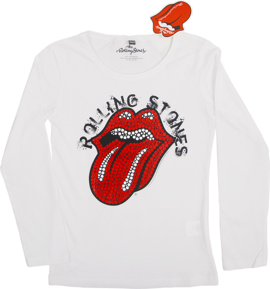 Rolling Stones bílá dívčí halenka s potiskem (Velikost 2XS)