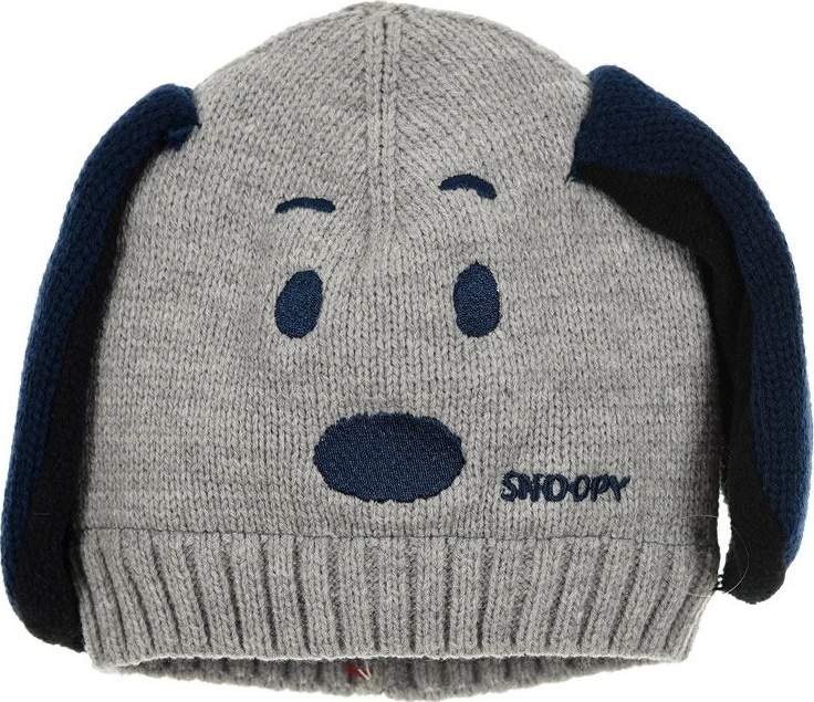 Snoopy zimní čepice s ouškama šedá (Velikost 48)