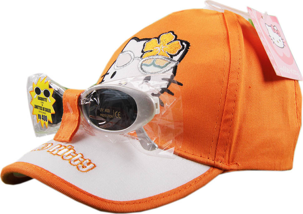 Hello Kitty set Oranžová kšiltovka a brýle (Velikost 52)