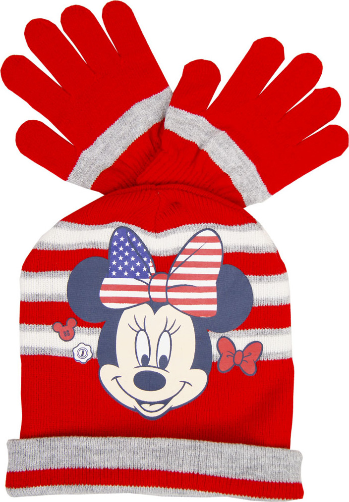 Minnie Mouse červený dívčí zimní pruhovaný set
