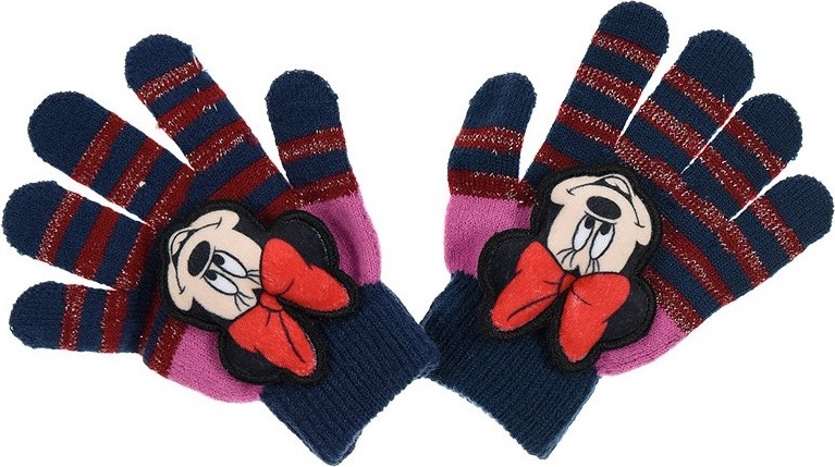 MINNIE MOUSE DÍVČÍ TMAVĚ MODRÉ PRUHOVANÉ RUKAVICE Velikost: ONE SIZE