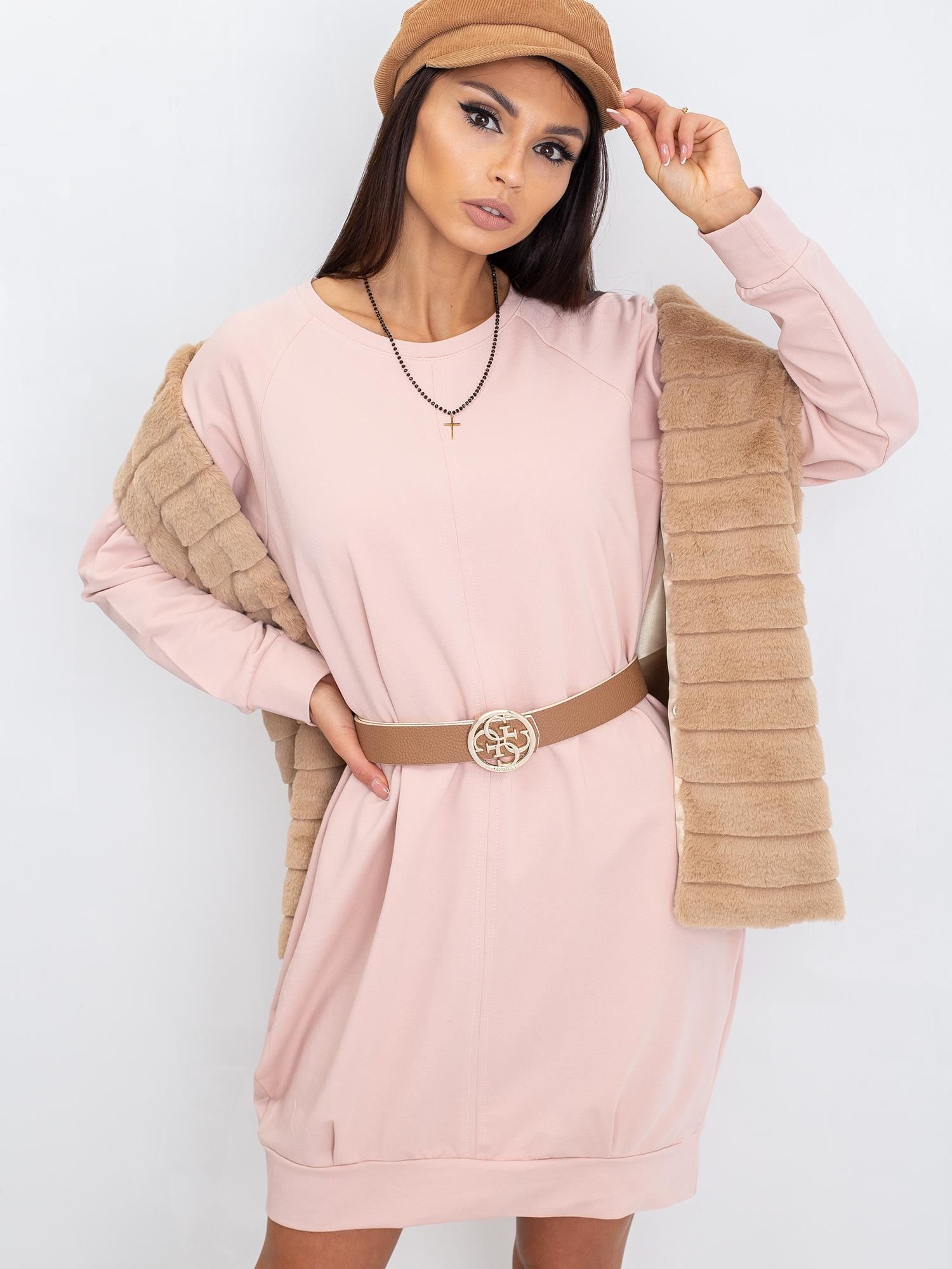 DÁMSKÉ RŮŽOVÉ ŠATY RV-TU-5184.93P-PINK Velikost: S/M