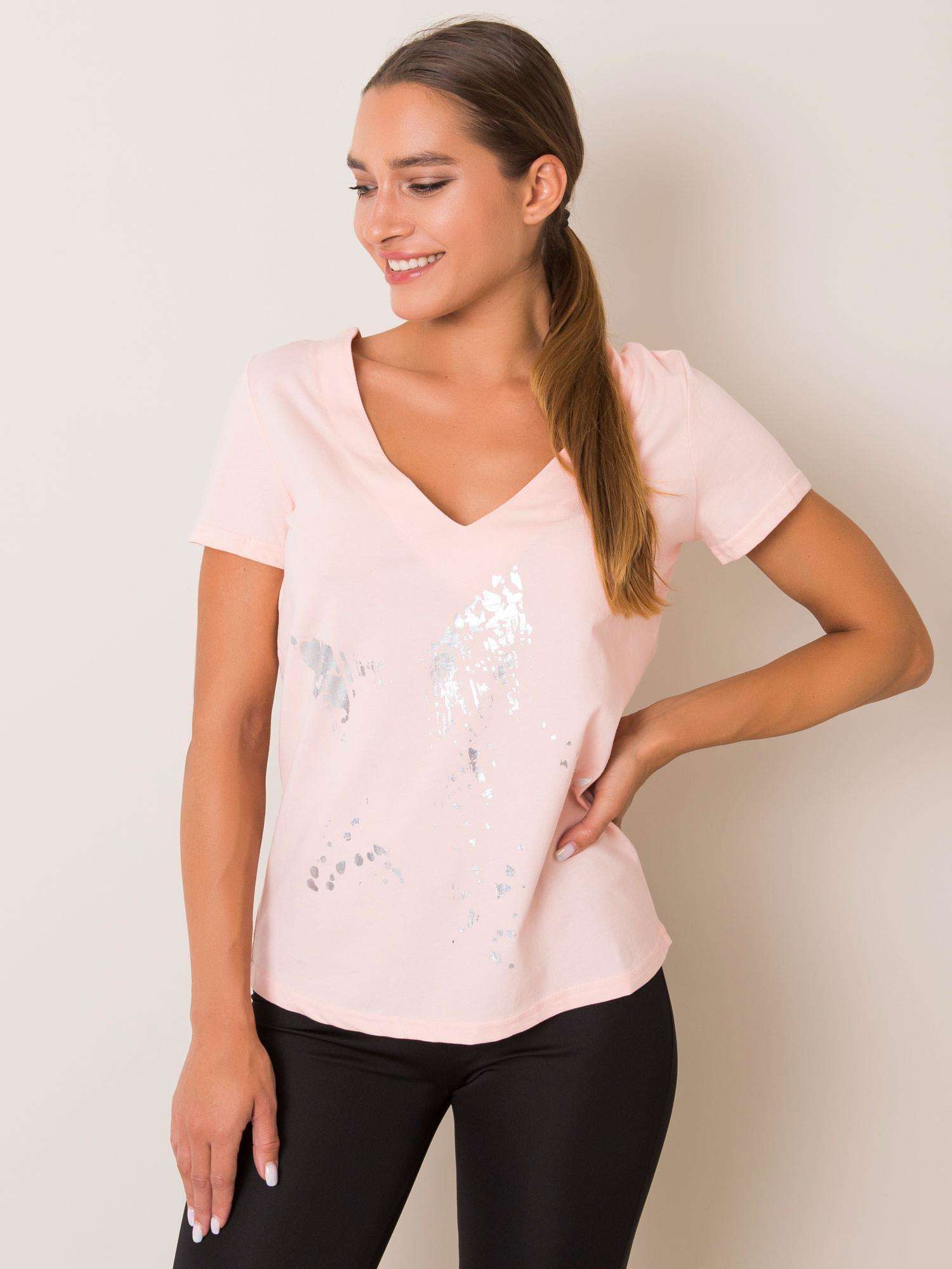 SVĚTLE RŮŽOVÉ DÁMSKÉ TRIČKO S MAŠLÍ 131-TS-PRT3232.05P-PINK Velikost: XS