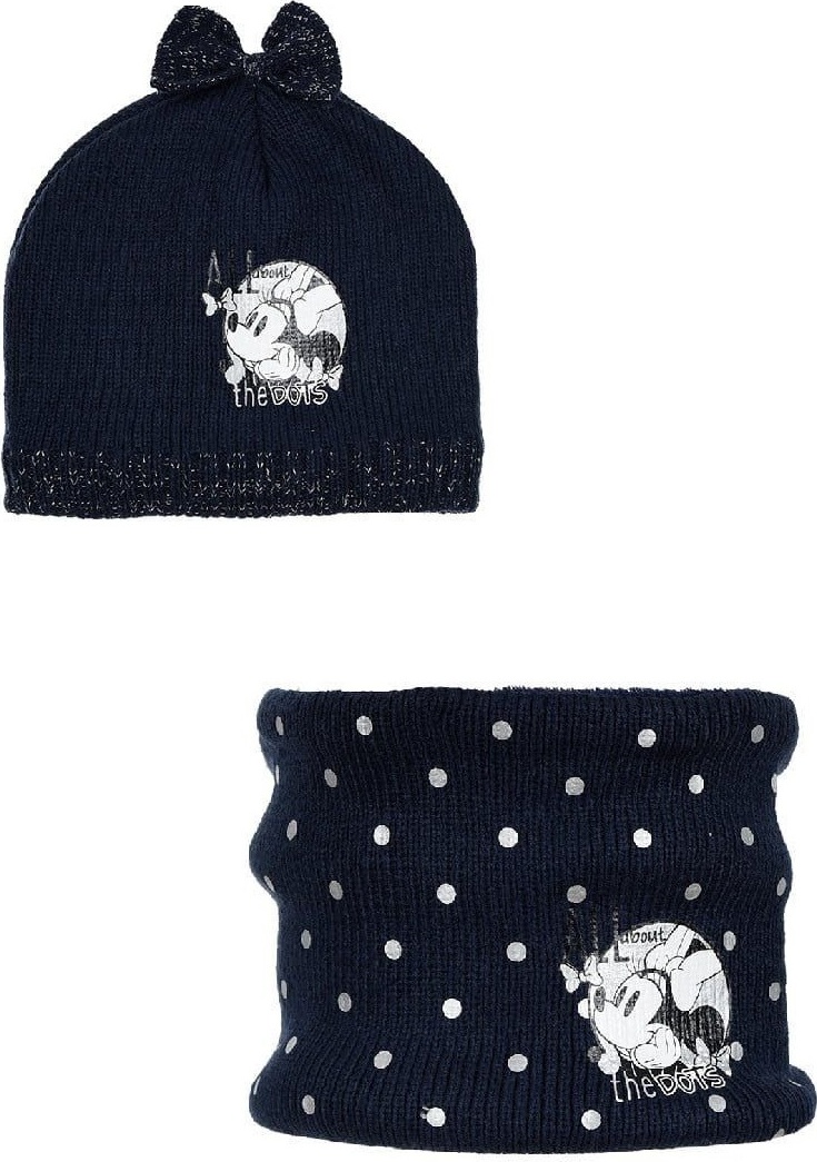 Modrý set čepice a nákrčníku Minnie (Velikost 52)