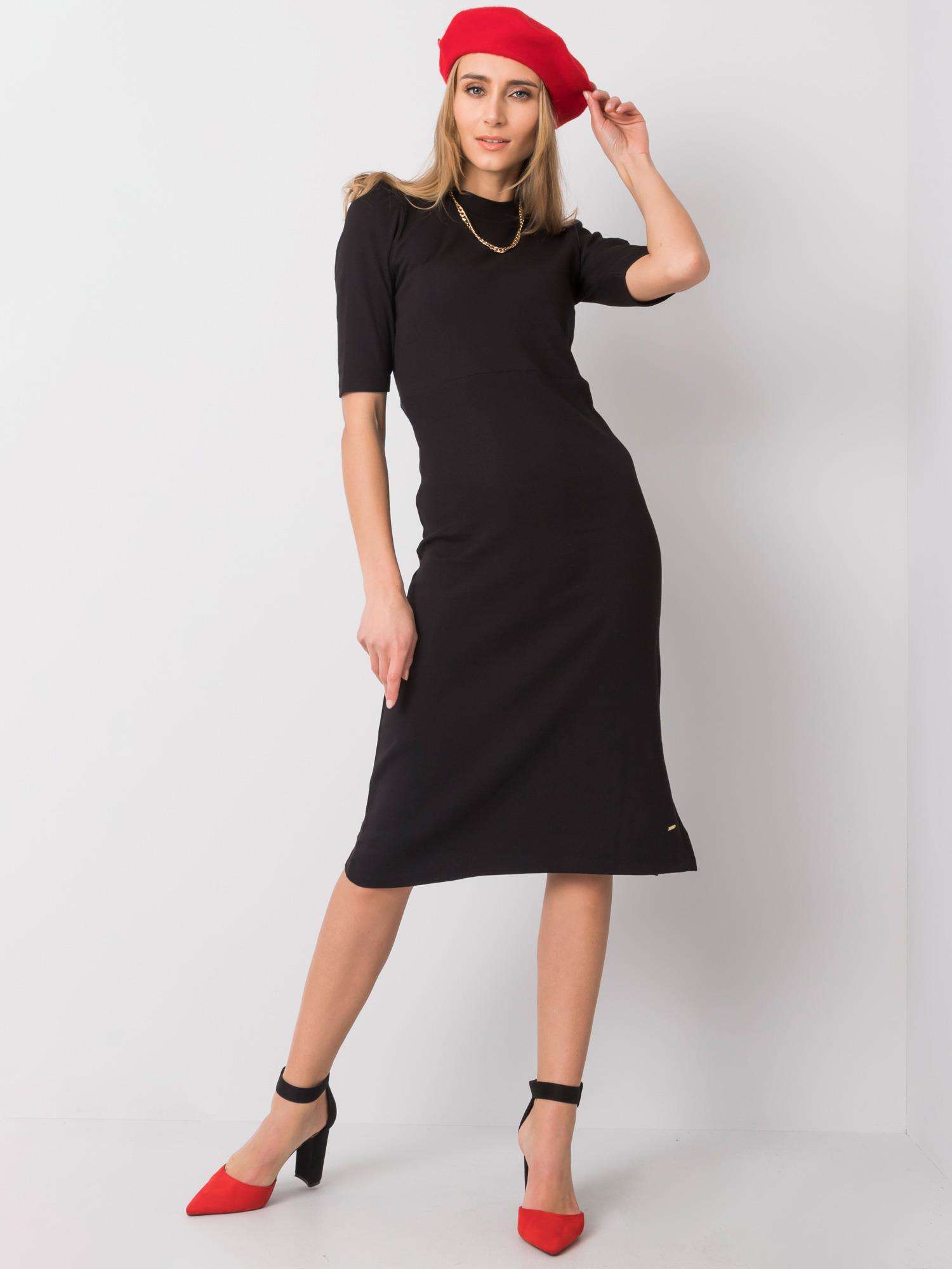 ČERNÉ ELEGANTNÍ MIDI ŠATY TW-SK-G-090.47 BLACK Velikost: S