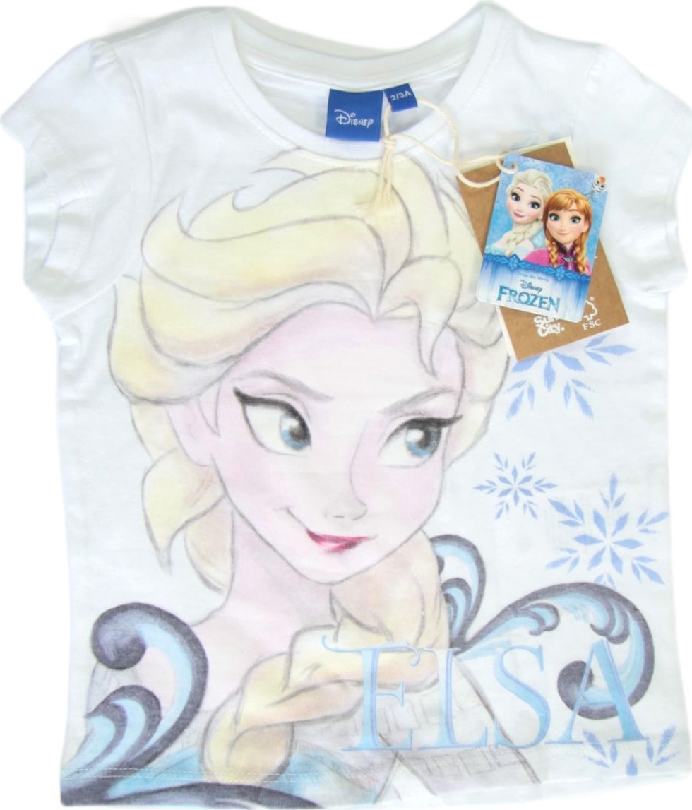 DISNEY FROZEN ELSA BÍLÉ DÍVČÍ TRIČKO S POTISKEM Velikost: 134/140