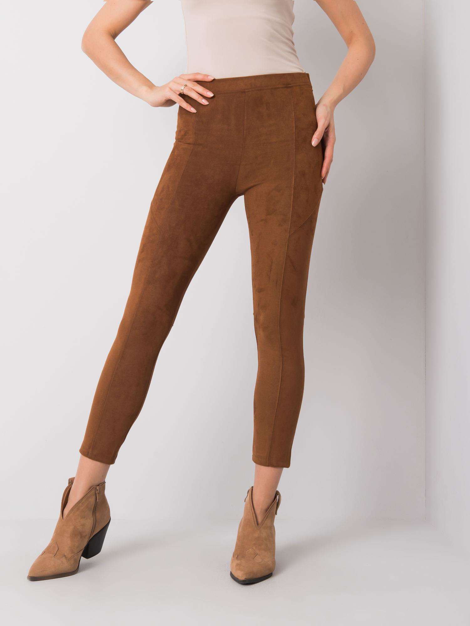 HNĚDÉ DÁMSKÉ ELASTICKÉ LEGÍNY 217-SP-23189.41-BROWN Velikost: S