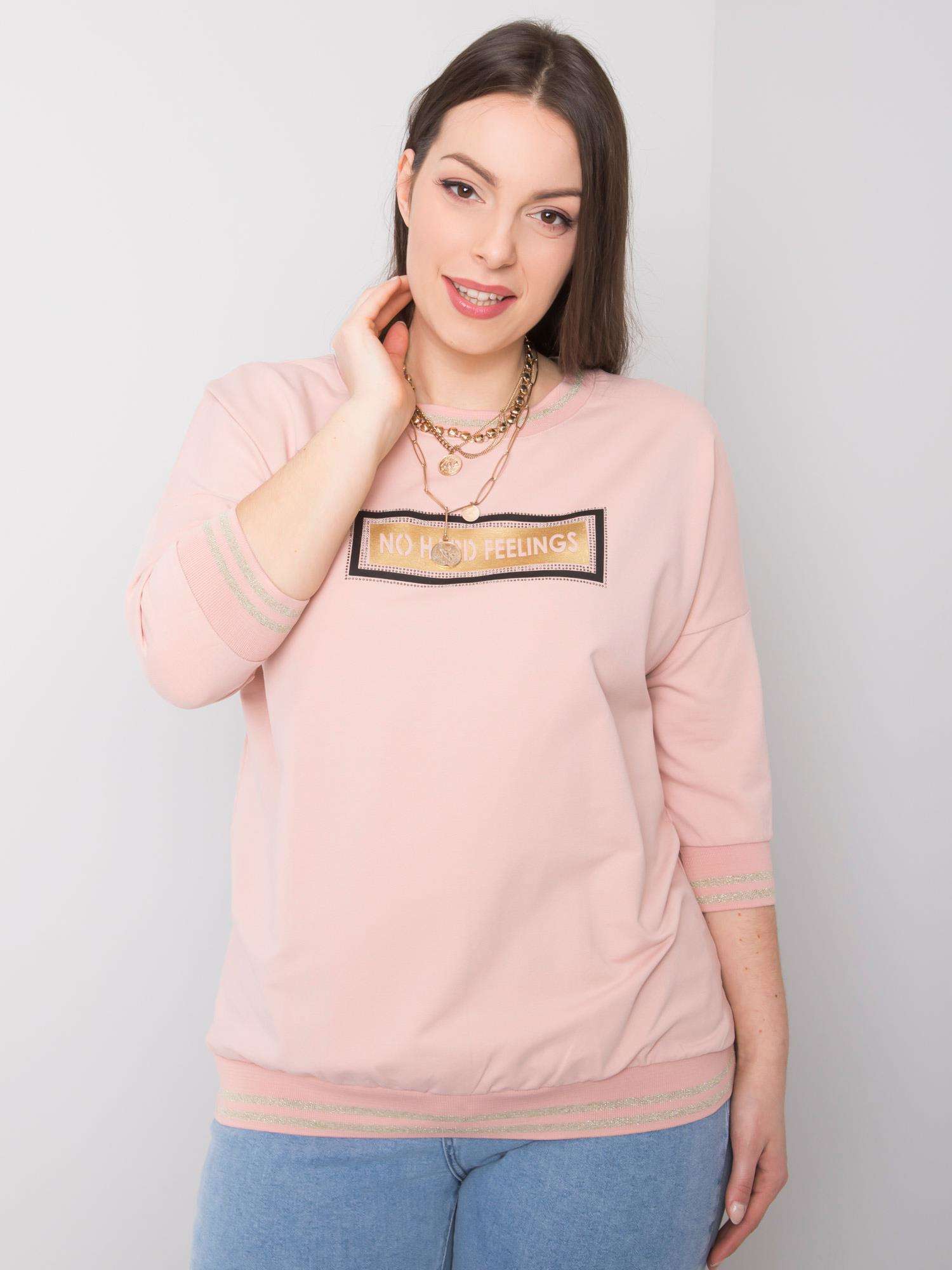 SVĚTLE RŮŽOVÁ DÁMSKÁ MIKINA SE ZLATÝM POTISKEM -RV-BZ-6239.23P-PINK Velikost: ONE SIZE