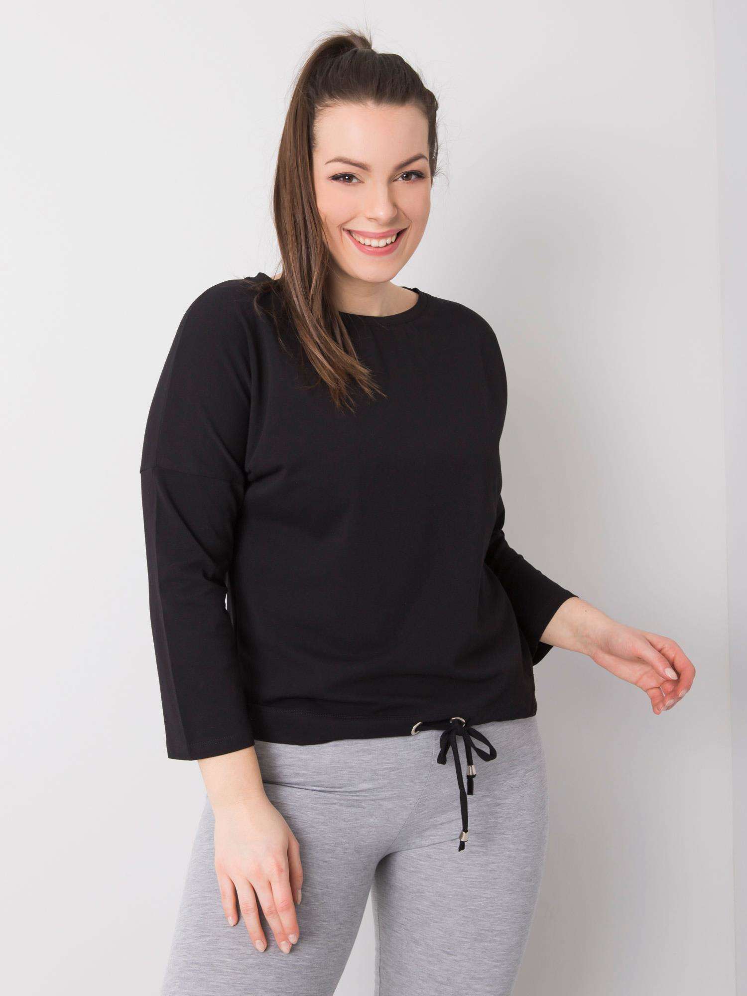 ČERNÁ DÁMSKÁ HALENKA S VÁZÁNÍM V PASE -RV-BZ-6294.06P-BLACK Velikost: 4XL