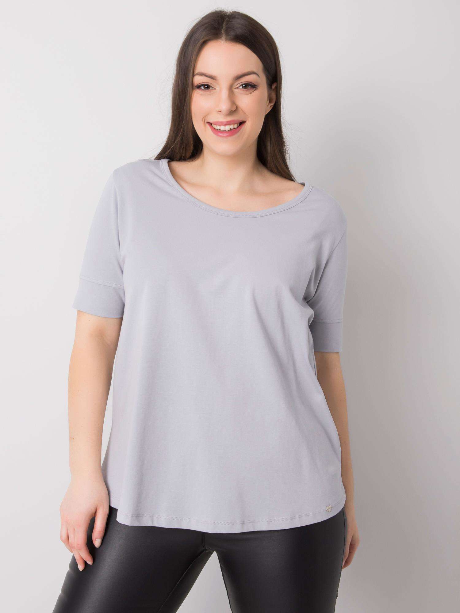 SVĚTLE ŠEDÉ DÁMSKÉ BASIC TRIČKO -RV-TS-6330.92P-GREY Velikost: 4XL