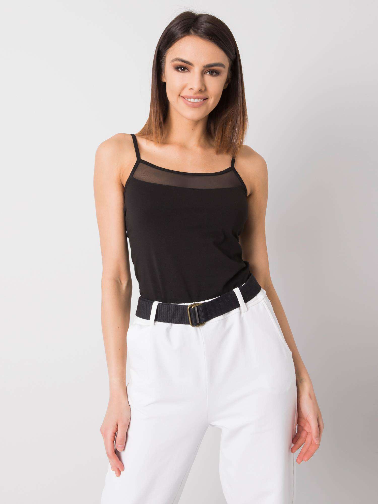 ČERNÝ DÁMSKÝ TOP NA RAMÍNKA BR-TP-8033.94-BLACK Velikost: M