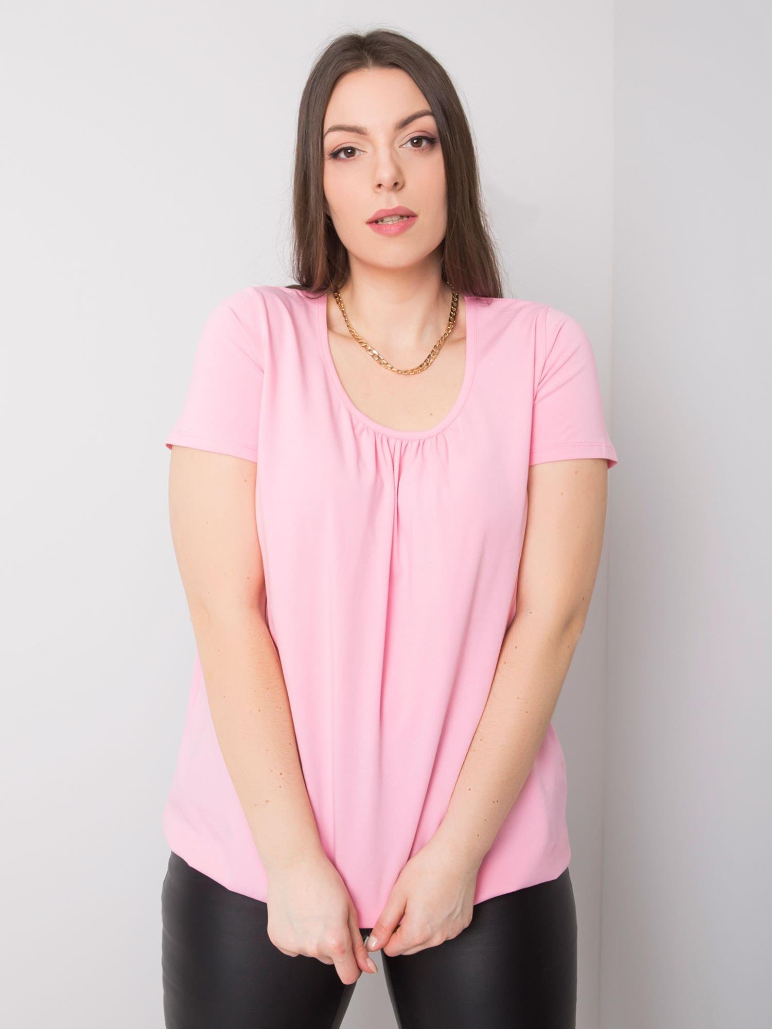 RŮŽOVÉ DÁMSKÉ TRIČKO S KRÁTKÝM RUKÁVEM RV-TS-6320.85P-PINK Velikost: 3XL