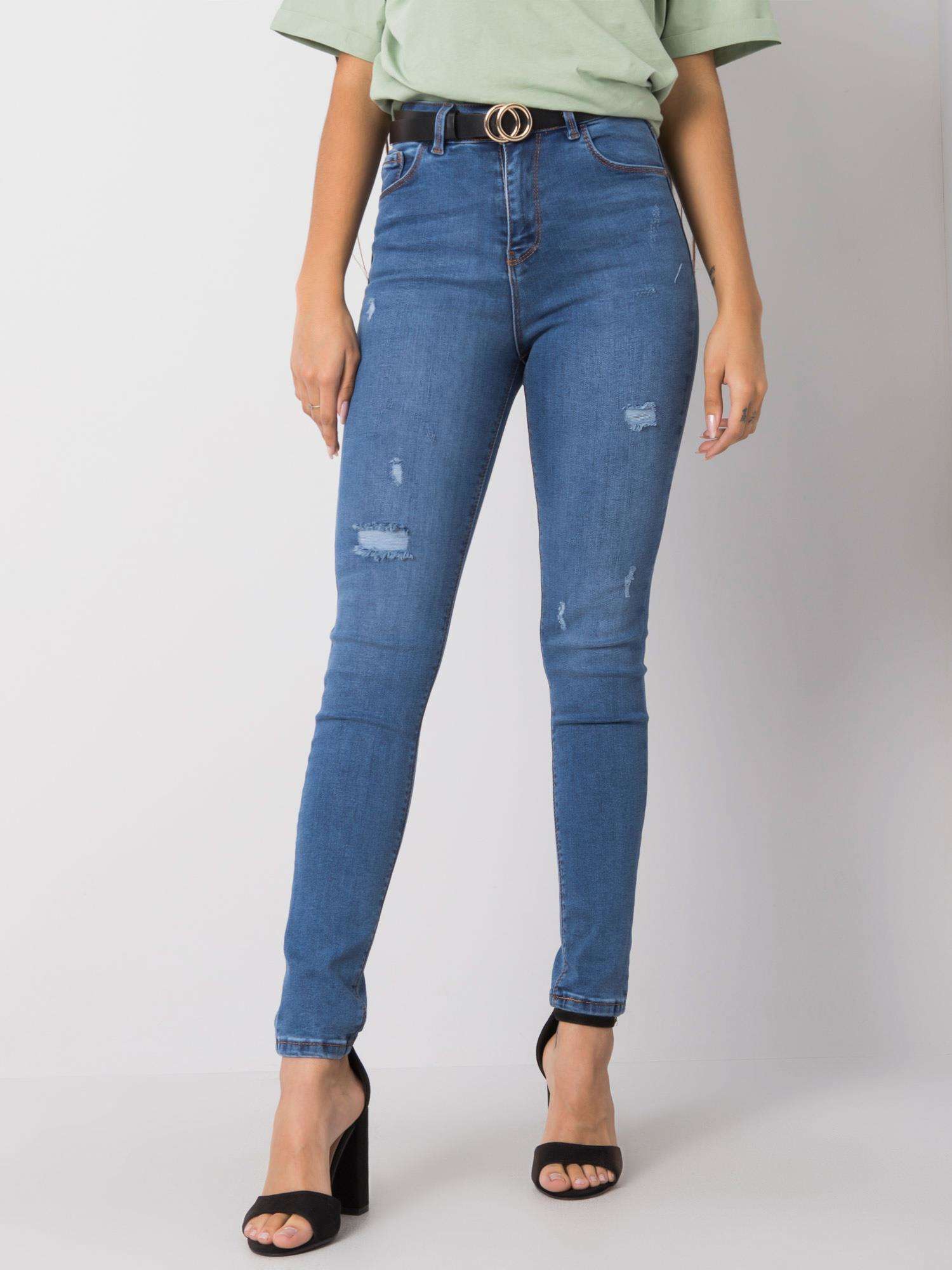 MODRÉ DÁMSKÉ SKINNY DŽÍNY 319-SP-686.45-BLUE Velikost: 27