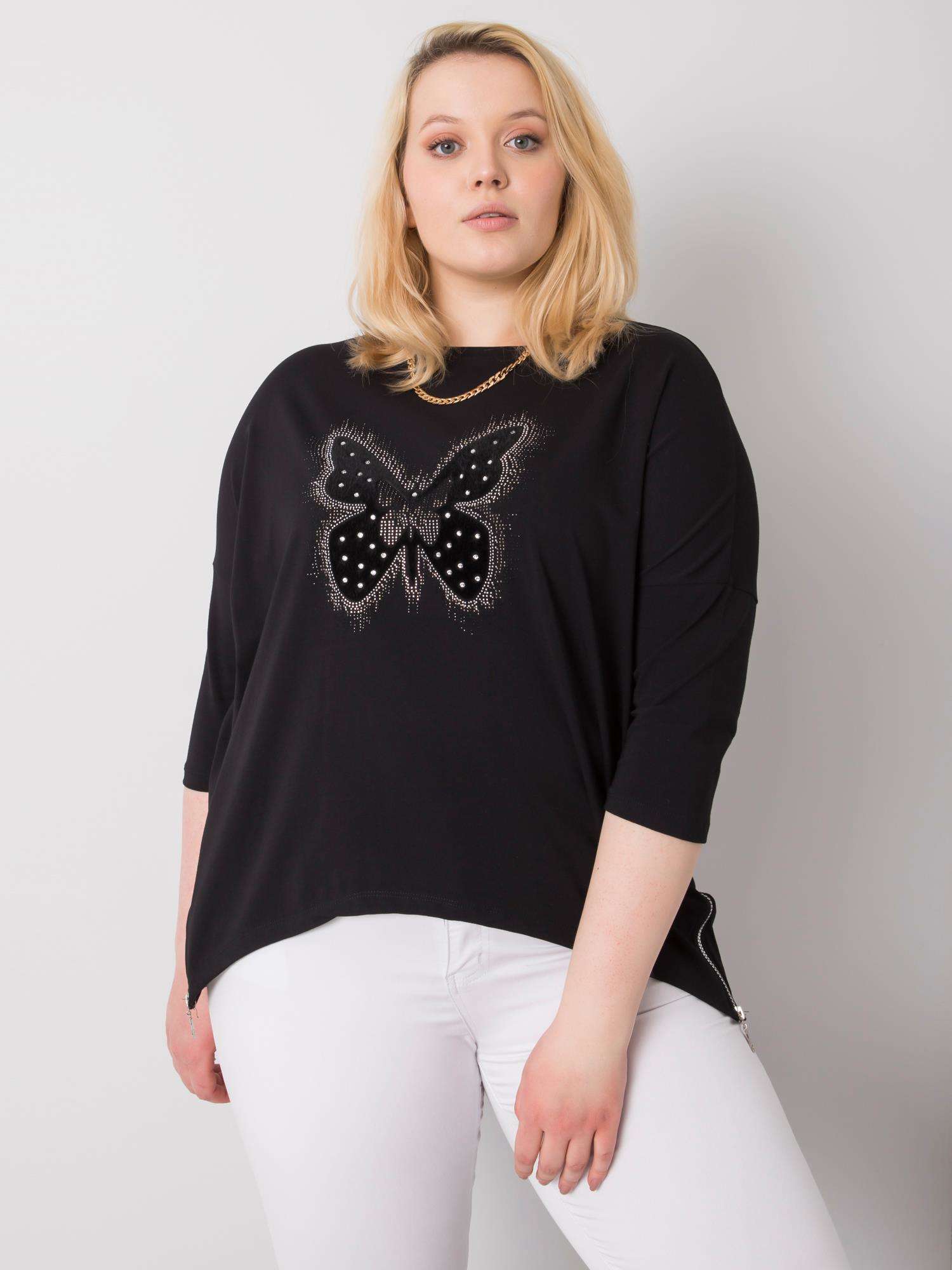 ČERNÁ HALENKA S MOTÝLEM -RV-BZ-6383.49-BLACK Velikost: ONE SIZE