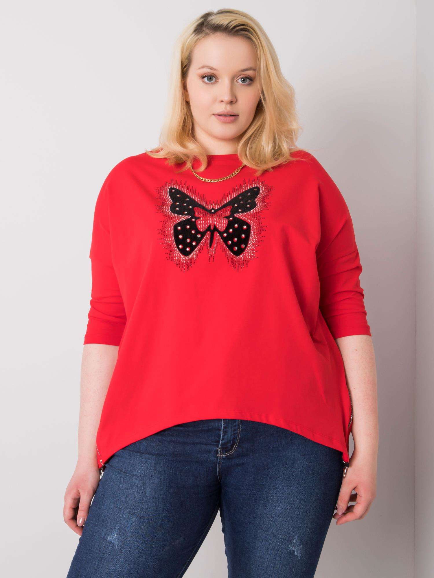 ČERVENÁ HALENKA S MOTÝLEM -RV-BZ-6383.49-RED Velikost: ONE SIZE