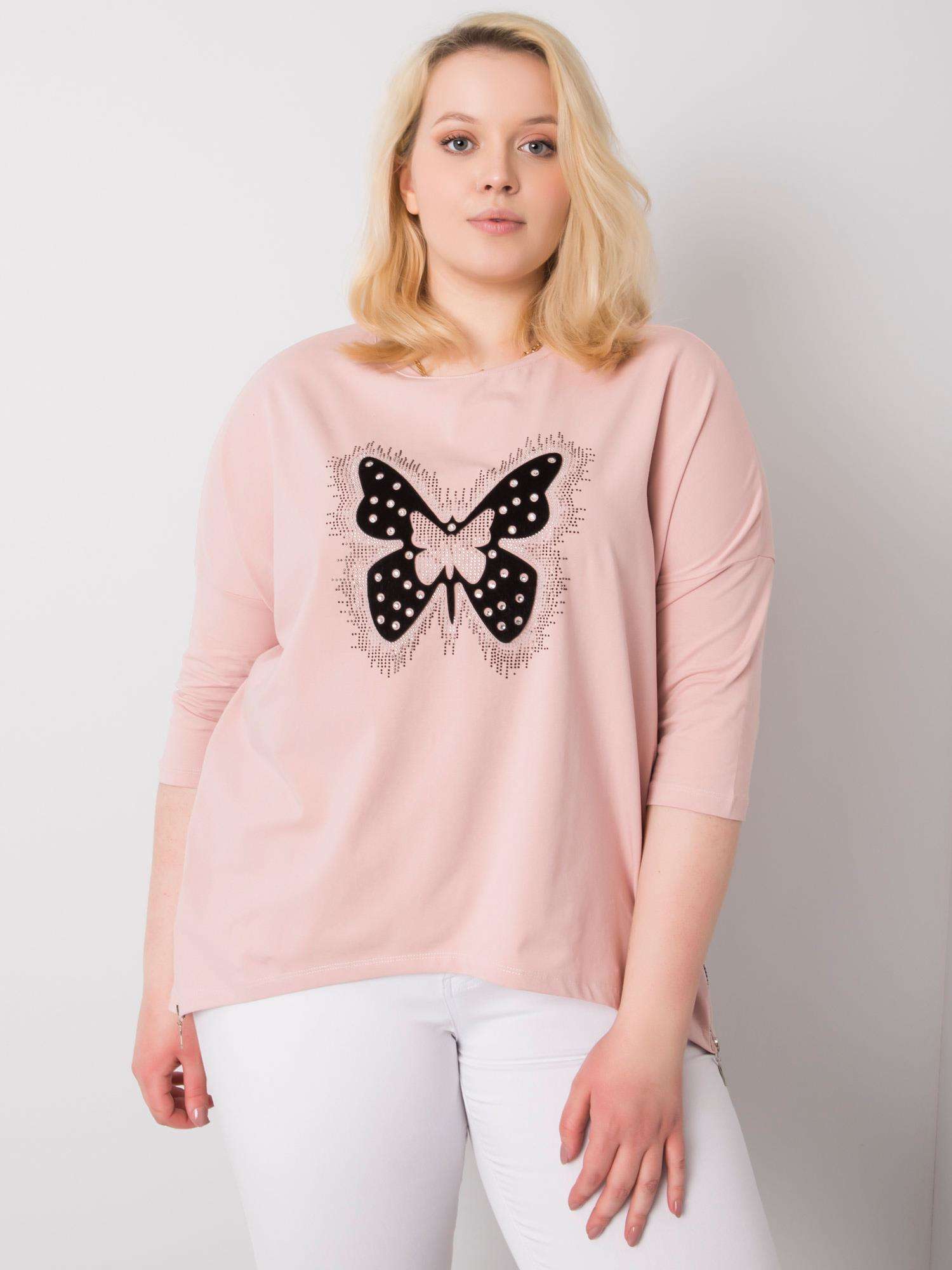 SVĚTLE RŮŽOVÁ HALENKA S MOTÝLEM RV-BZ-6383.49-PINK Velikost: ONE SIZE