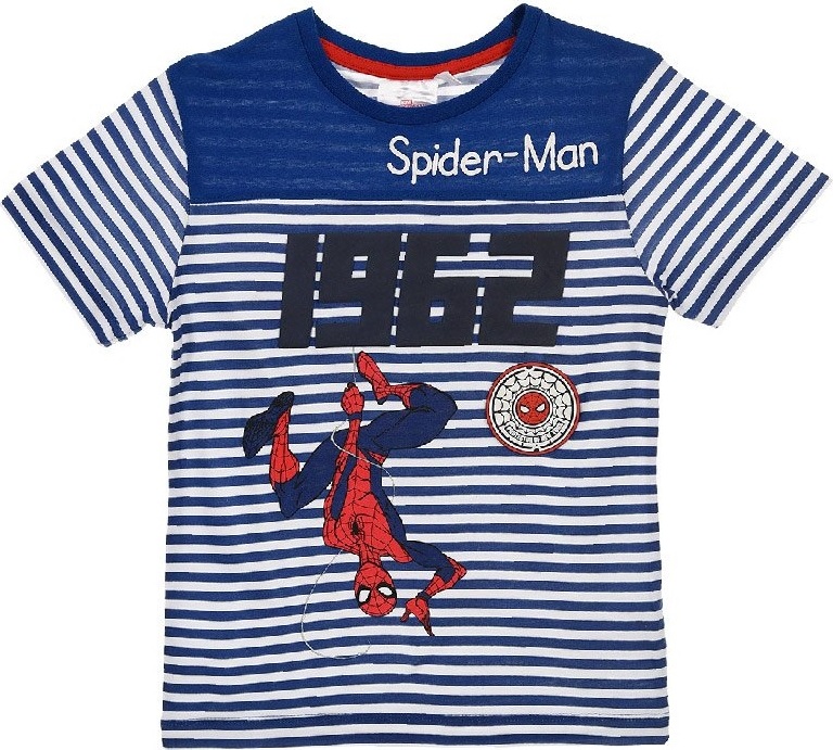 Spider-Man modré chlapecké pruhované tričko (Velikost 98)