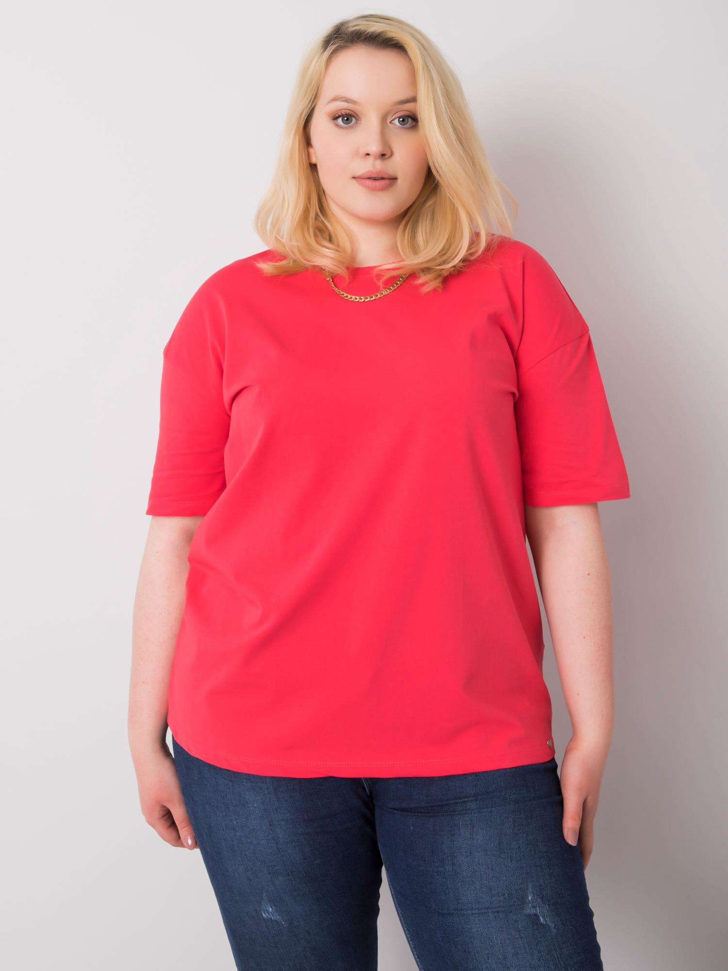 ČERVENÉ DÁMSKÉ BASIC TRIČKO S KRÁTKÝMI RUKÁVY RV-TS-6318.00X-CORAL Velikost: 2XL