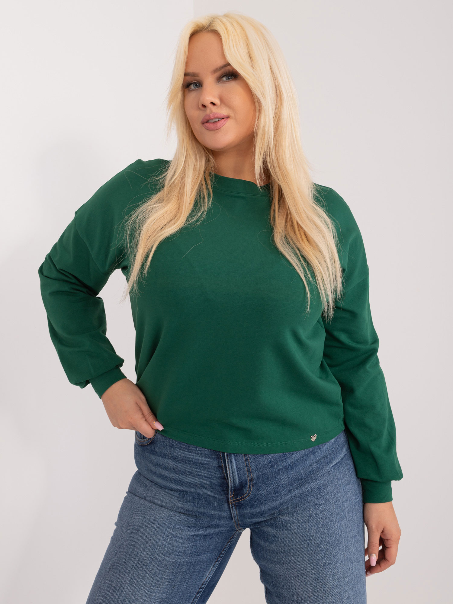 TMAVĚ ZELENÁ DÁMSKÁ BASIC MIKINA RV-BL-6317.94-GREEN Velikost: 2XL