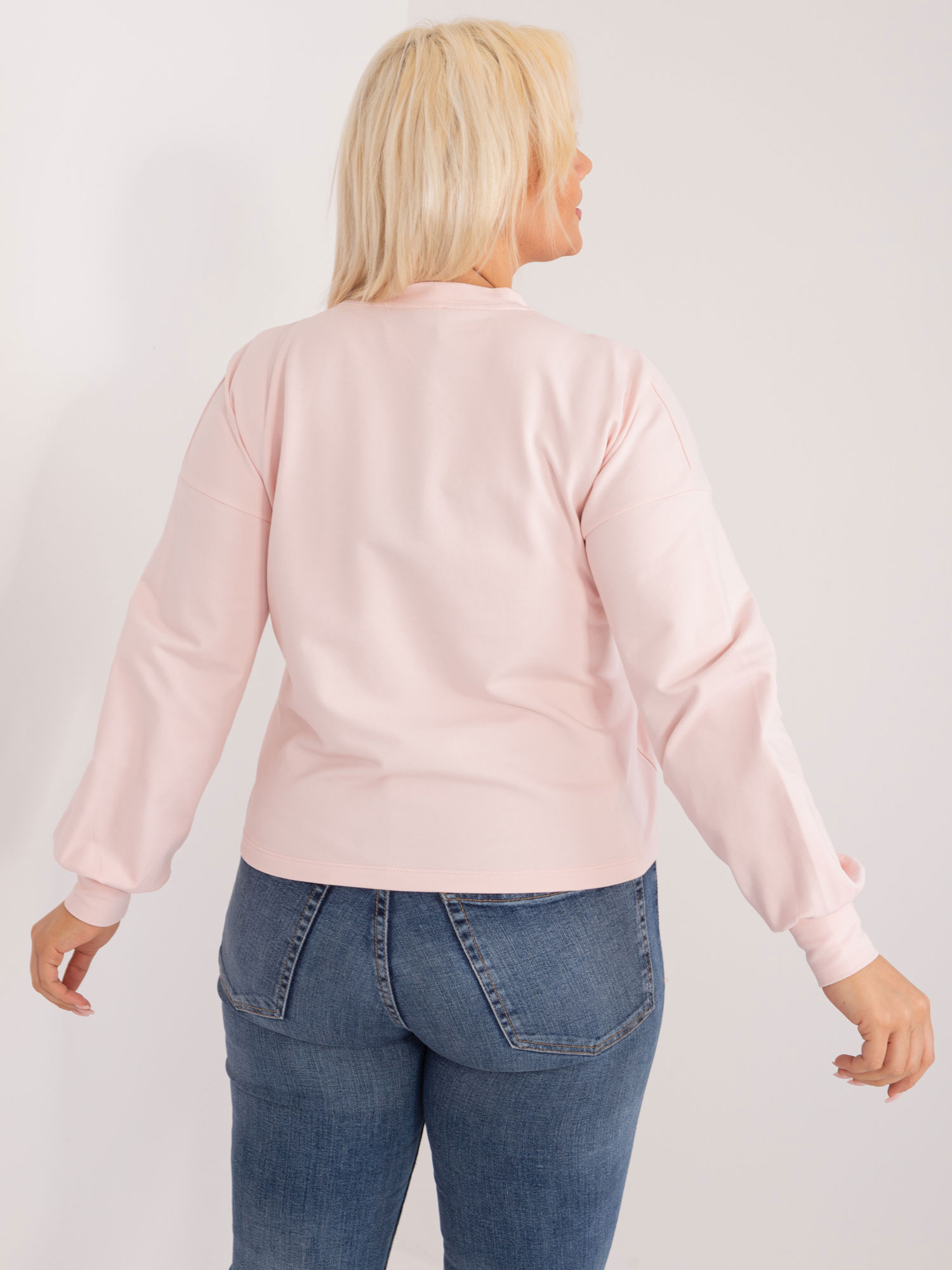 SVĚTLE RŮŽOVÁ DÁMSKÁ BASIC MIKINA RV-BL-6317.94-PINK Velikost: XL