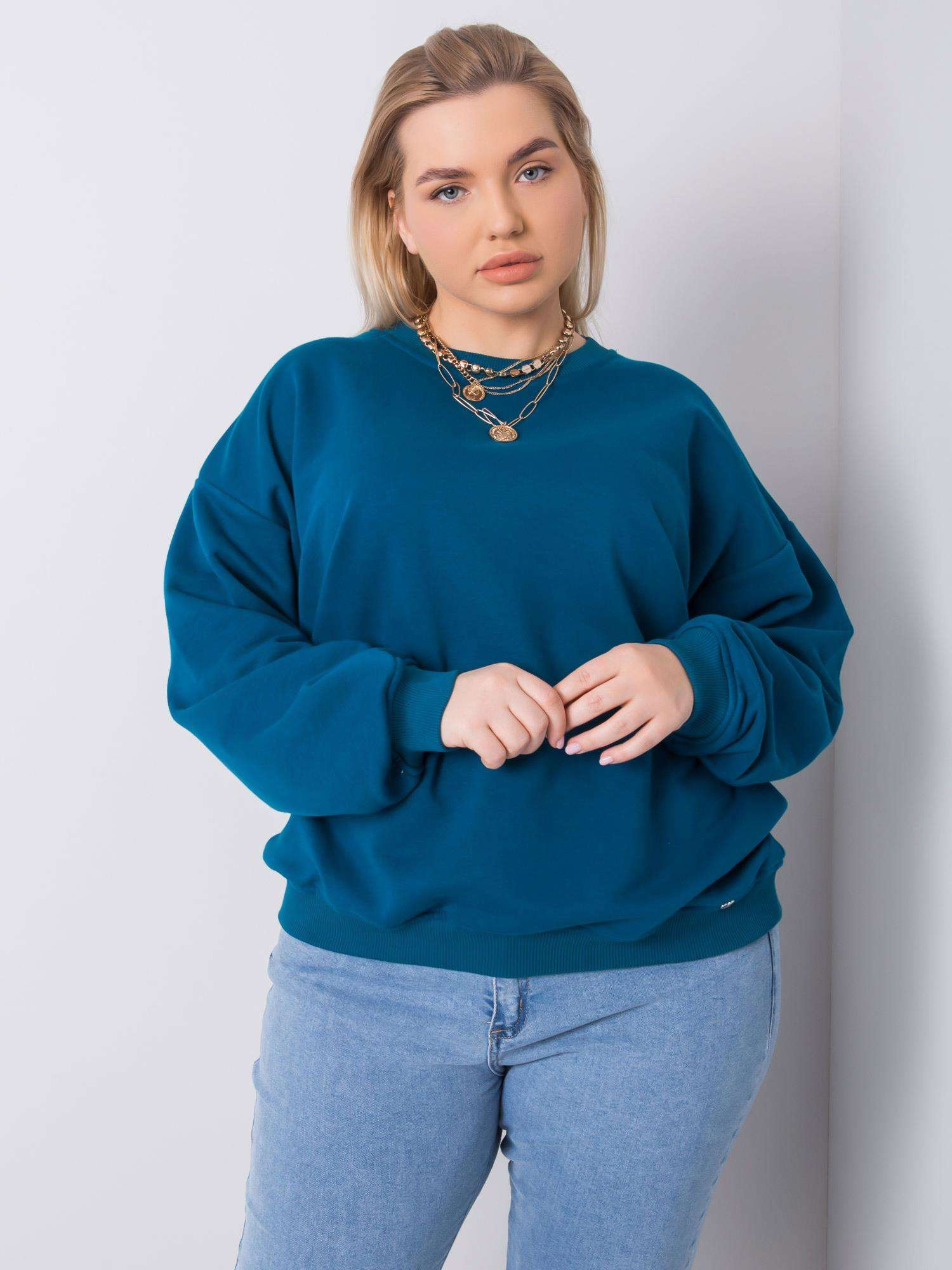Tmavě modrá dámská mikina bez kapuce (Velikost 2XL)