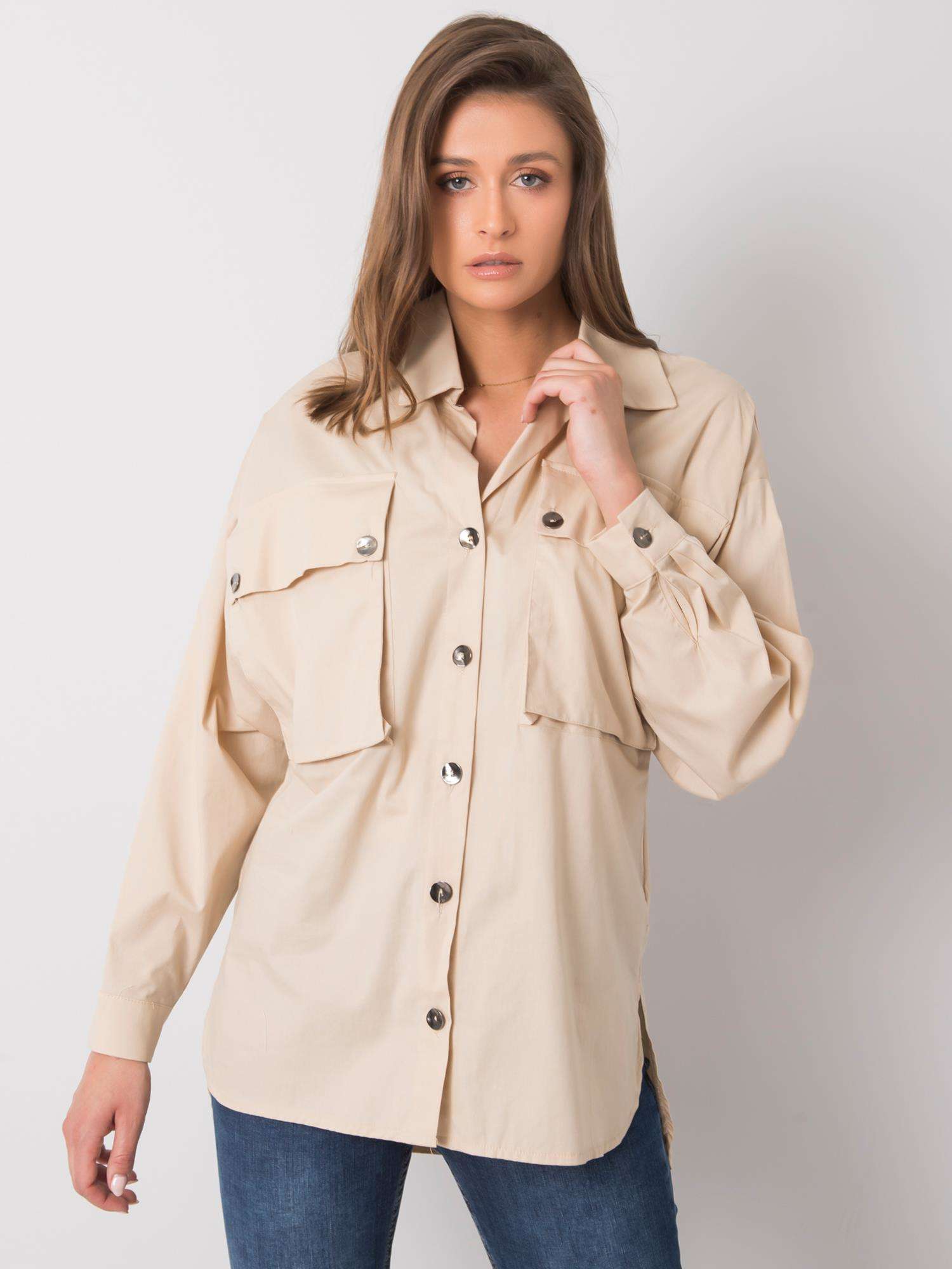 BÉŽOVÁ DÁMSKÁ KOŠILE 346-KS-027.47-BEIGE Velikost: L