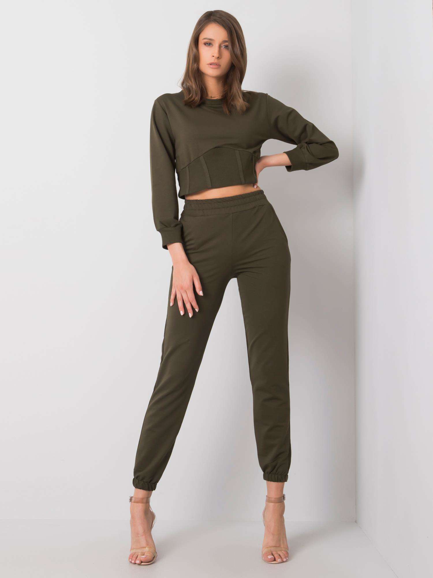 KHAKI DÁMSKÁ SOUPRAVA S PROŠÍVÁNÍM 356-KMPL-1203.83-KHAKI Velikost: M