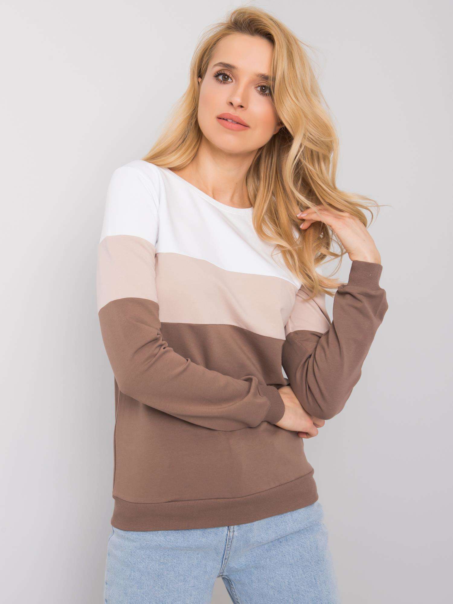 HNĚDO-BÍLÁ DÁMSKÁ MIKINA BEZ KAPUCE RV-BL-5787.15X-BROWN Velikost: S