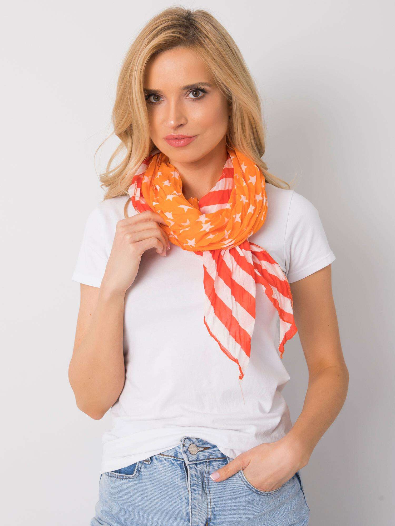 ORANŽOVÝ ŠÁTEK S HVĚZDAMI A PRUHY AT-CH-6207-ORANGE Velikost: ONE SIZE