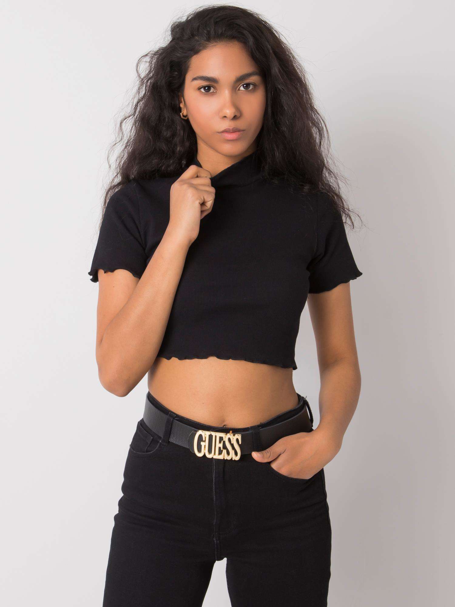 ČERNÝ DÁMSKÝ CROP TOP S LÍMEČKEM RV-TP-6693.90-BLACK Velikost: L