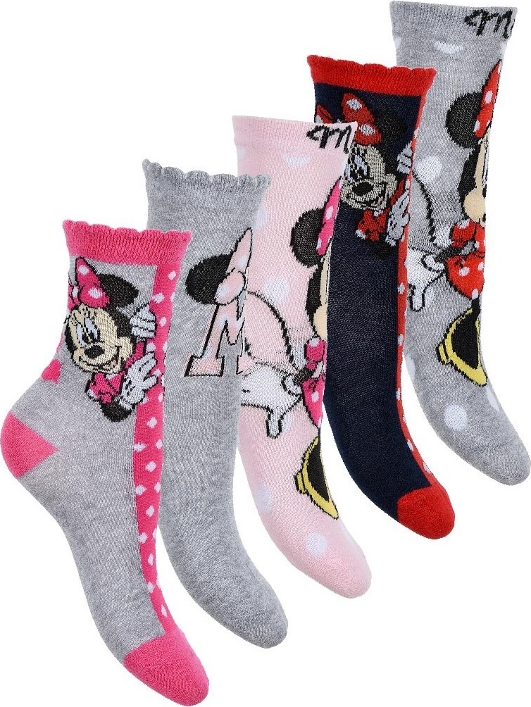 Minnie Mouse barevné dívčí ponožky - 5 párů (Velikost 23/26)
