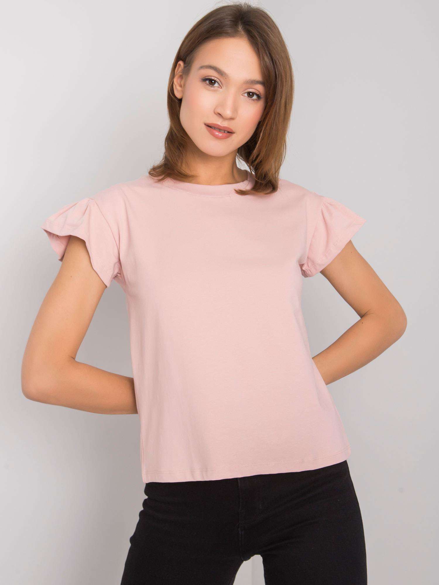 SVĚTLE RŮŽOVÉ DÁMSKÉ TRIČKO S VOLÁNY RV-BZ-6724.69-PINK Velikost: L/XL