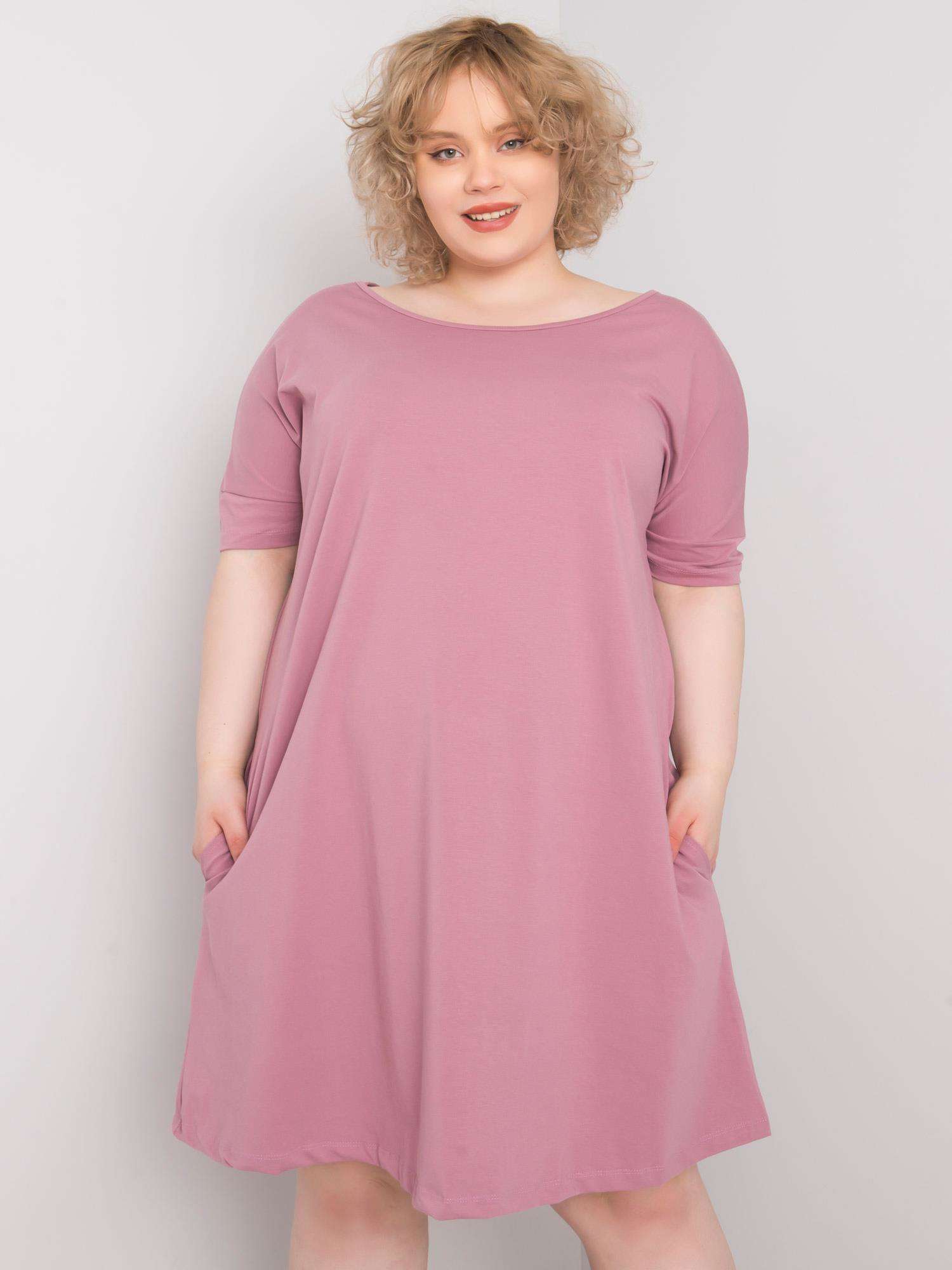 RŮŽOVÉ DÁMSKÉ VOLNÉ ŠATY RV-SK-6639.02X-PINK Velikost: XL