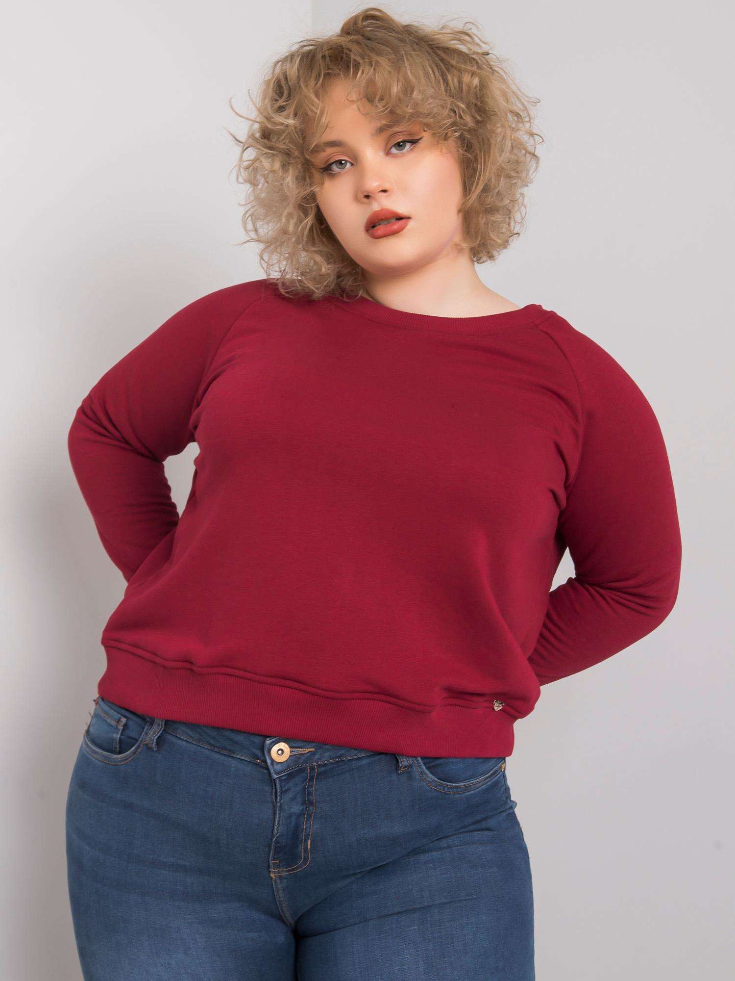 VÍNOVÁ BASIC MIKINA DONNA RV-BL-6326.02X-BURGUNDY Velikost: 3XL