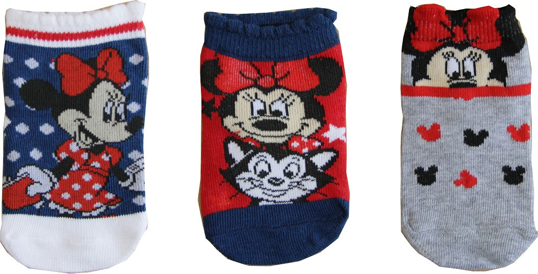 Dívčí set ponožek Minnie Mouse - bílá/modrá/šedá (Velikost 56/58)