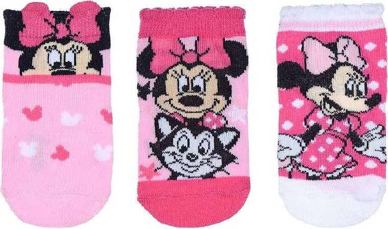 DÍVČÍ SET PONOŽEK MINNIE MOUSE - RŮŽOVÁ/BÍLÁ Velikost: 68/74