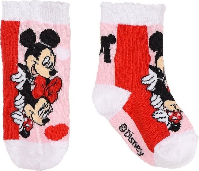 DISNEY MINNIE MOUSE - RŮŽOVO-BÍLÉ DÍVČÍ PONOŽKY Velikost: 56/58