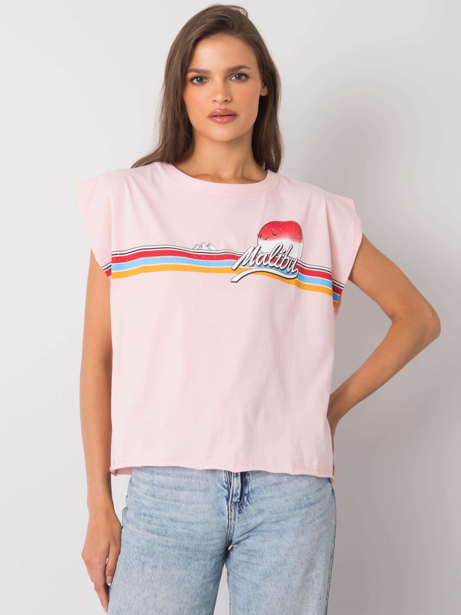 RŮŽOVÝ DÁMSKÝ TOP S POTISKEM MALIBU FA-BZ-7139.73P-PINK Velikost: ONE SIZE