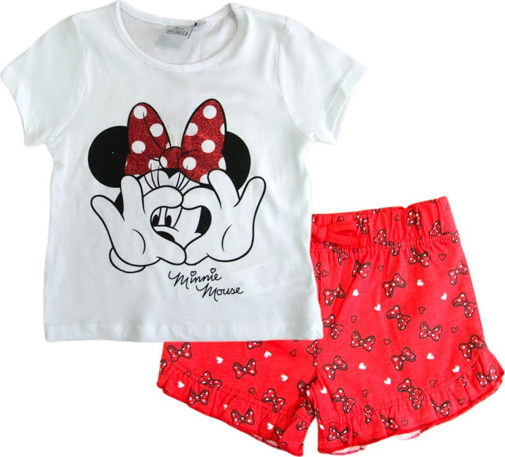 Bílo-červené dívčí pyžamo Minnie Mouse (Velikost 98)