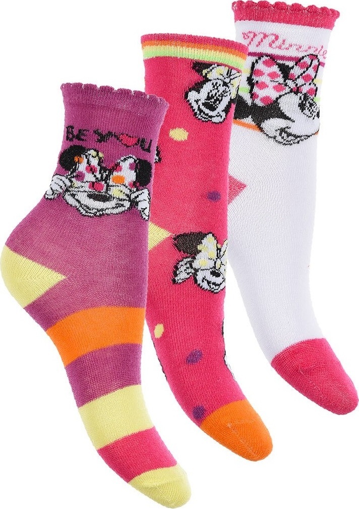 3-PACK DISNEY MINNIE MOUSE RŮŽOVÉ DÍVČÍ PONOŽKY Velikost: 23/26