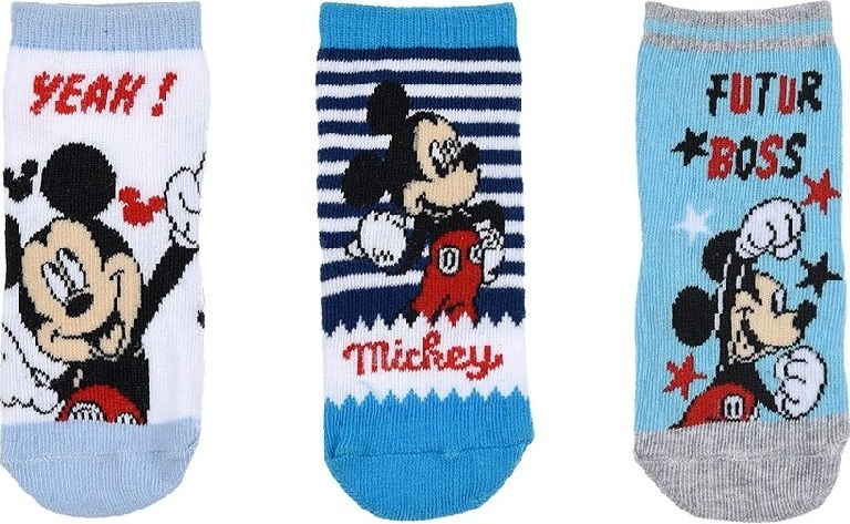 MICKEY MOUSE MODRÉ CHLAPECKÉ PONOŽKY - 3 PÁRY Velikost: 50/68