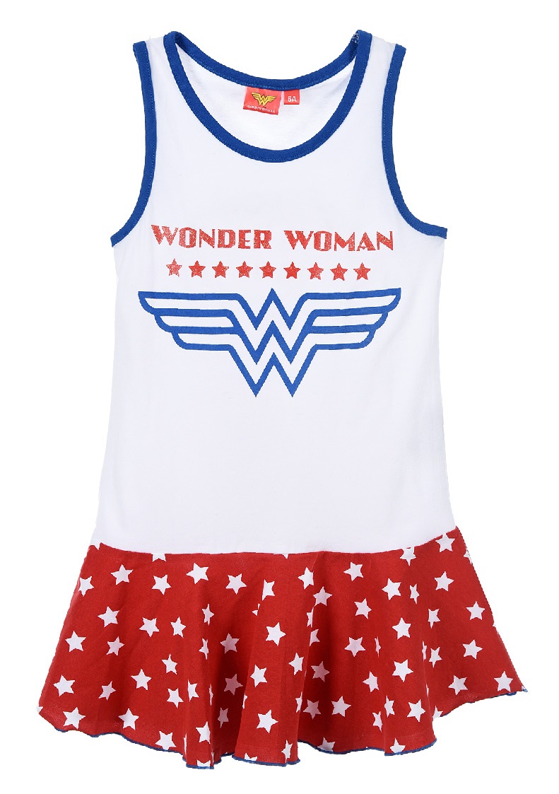 Bílo-červeno-modré dívčí letní šaty Wonder Woman (Velikost 104)