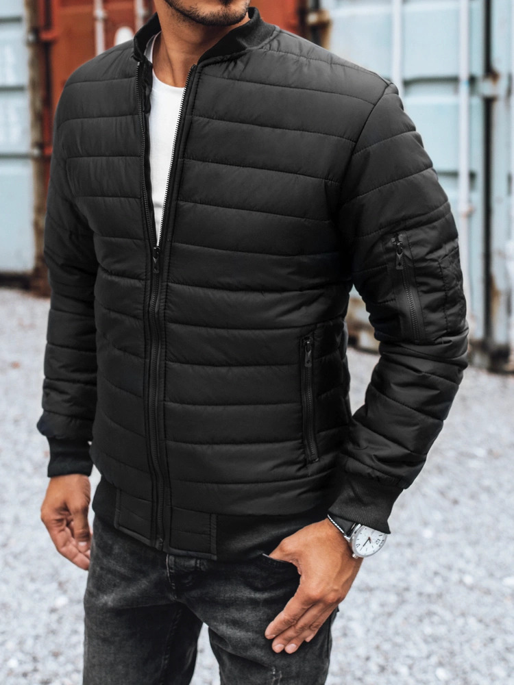 Černý prošívaný bomber (Velikost M)