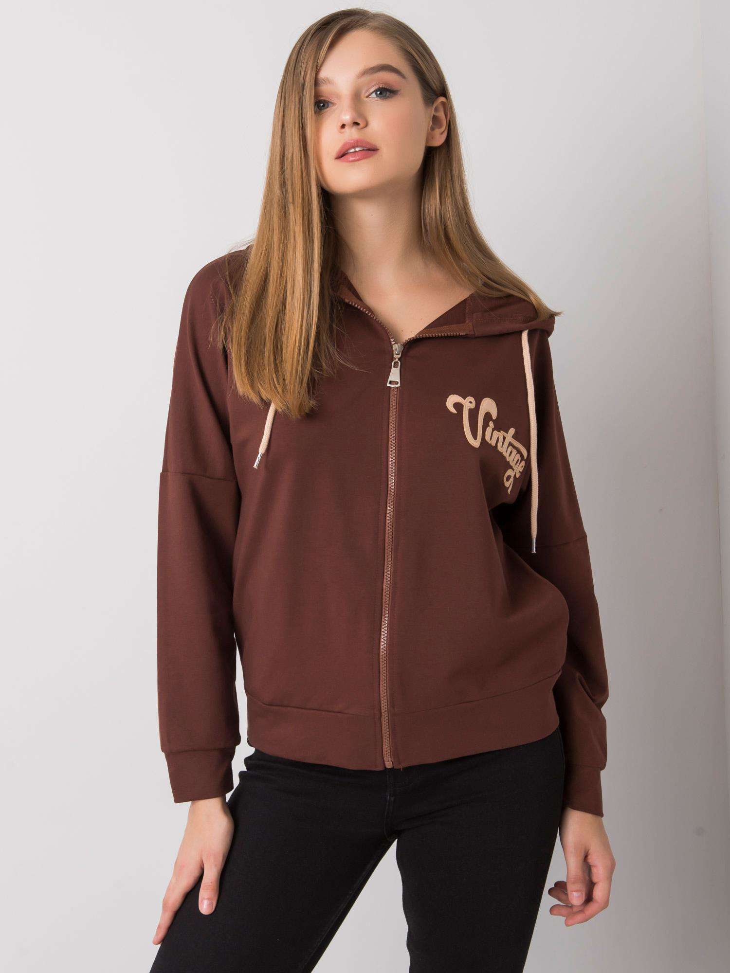 TMAVĚ HNĚDÁ MIKINA NA ZIP FA-BL-7239.23X-DARK BROWN Velikost: ONE SIZE