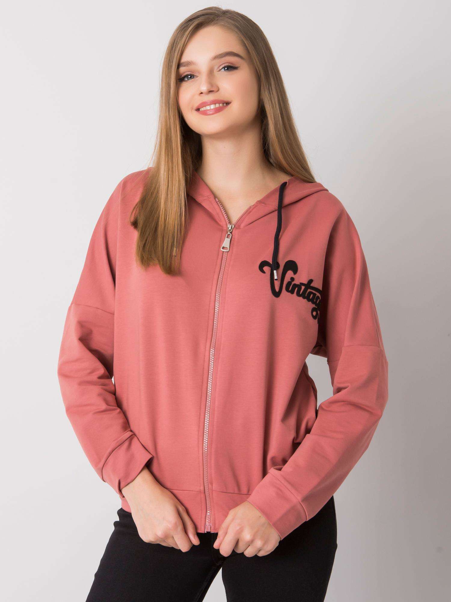 MERUŇKOVÁ MIKINA NA ZIP -FA-BL-7239.23X-DARK PINK Velikost: ONE SIZE